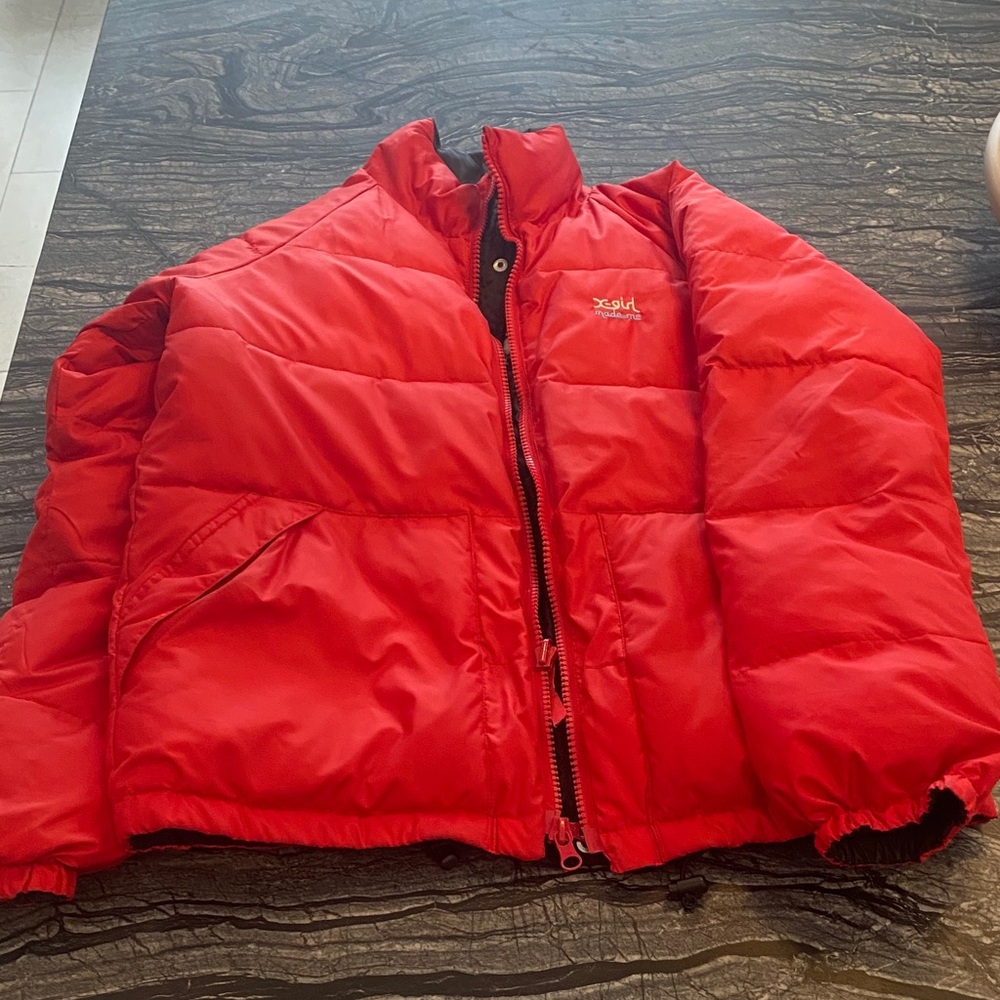 Red Puffer Jacket Reversible